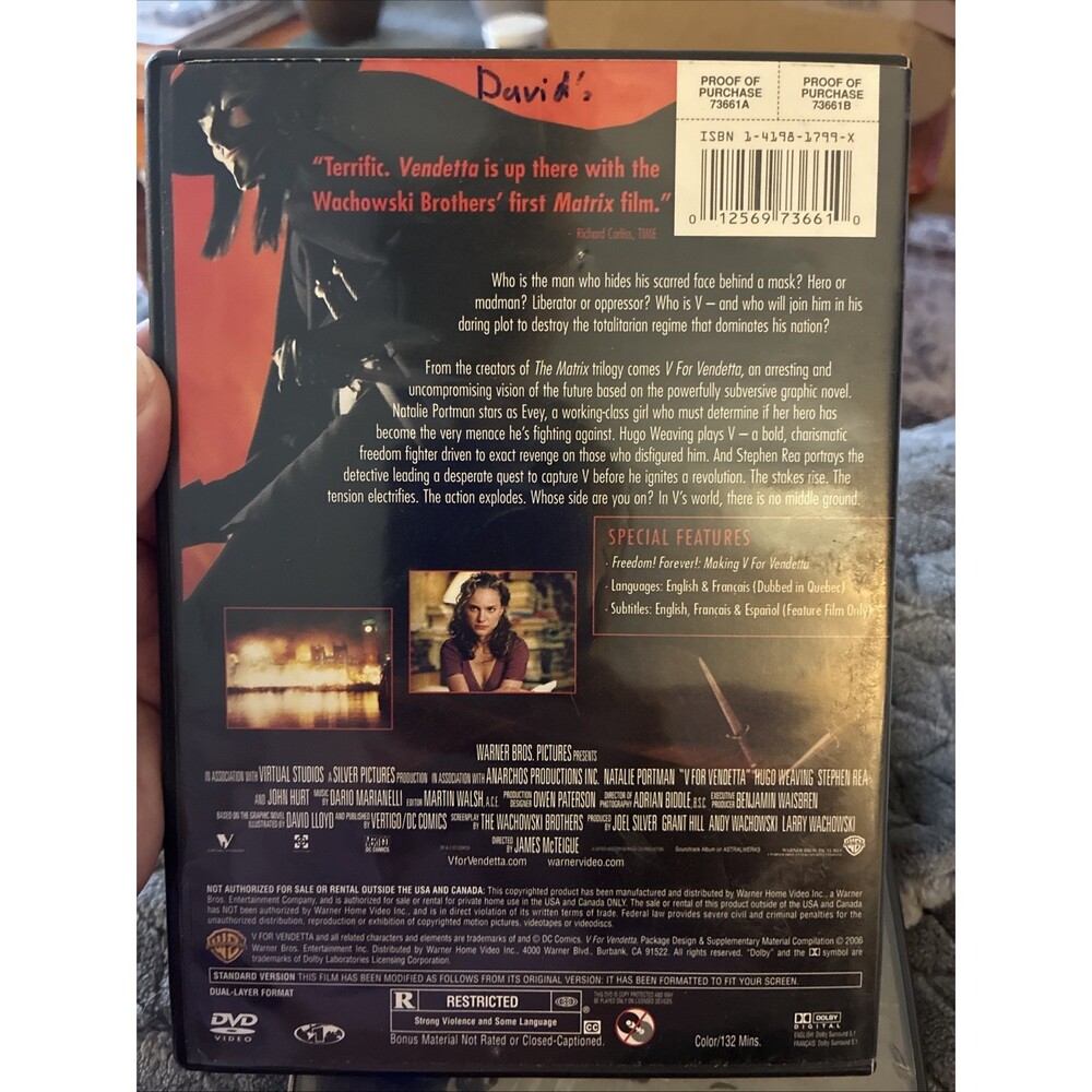 V for Vendetta (DVD, 2006) - Picture 2 of 2